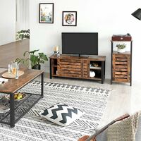 VASAGLE Industrial TV Stand for TVs up to 48 Inches, TV Cabinet with Sliding Doors and 2 Shelves, Lowboard in Living Room Bedroom Hallway, Iron, 110 x 40 x 45 cm, Rustic Brown by SONGMICS LTV41BX - Rustic Brown