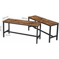 VASAGLE Table Benches, Set of 2, Industrial Style Indoor Benches, 108 x 32.5 x 50 cm, Durable Metal Frame, for Kitchen, Dining Room, Living Room, Rustic Brown by SONGMICS KTB33X - Rustic Brown