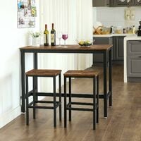 VASAGLE Bar Table Set, Bar Table with 2 Bar Stools, Breakfast Bar Table and Stools Set, Kitchen Counter with Bar Chairs, for Kitchen, Living Room, Party Room, Industrial, Rustic Brown by SONGMICS LBT15X - Rustic Brown