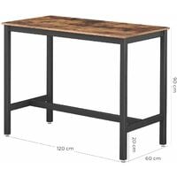 VASAGLE Bar Table, Industrial Kitchen Table, Dining Table With Solid Metal Frame, for Cocktails, Bar, Party Cellar, Restaurant, Living Room, Wood Look, 120 x 60 x 90 cm by SONGMICS LBT91X - Wood Look
