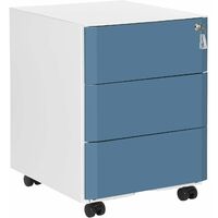 Mobile File Cabinet With 3 Drawers Pre Assembled Lockable Steel