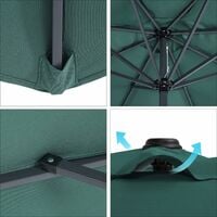 3 m Parasol Umbrella, Sun Shade, Octagonal Polyester Canopy, with Tilt and Crank Mechanism, for Outdoor Gardens, Balcony and Patio, Base Not Included, Green GPU30GN - Green