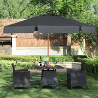 3 m Garden Umbrella, Octagonal Parasol with UPF 50+ Protection, Wooden Pole and Ribs, Tilt Mechanism, Base Not Included, for Balcony Terrace Garden Outdoor, Grey GPU32GY - Grey
