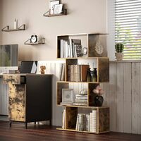 VASAGLE Wooden Bookcase, Display Shelf and Room Divider, Free-Standing Decorative 4-Tier Bookshelf Shelving Unit, Rustic Brown by SONGMICS LBC41BX
