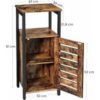 VASAGLE Industrial Storage Cabinet, Side Cabinet with Shelf, Side Table, Multifunctional in Living Room, Bedroom, Hallway, 37 x 30 x 81 cm, Rustic Brown by SONGMICS LSC34BX - Rustic Brown