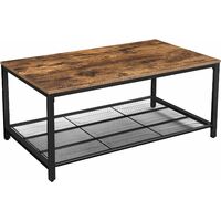 Coffee Table, Living Room Table with Dense Mesh Shelf, Large Storage Space, Tea Table, Easy Assembly, Stable, Industrial Design, Rustic Brown LCT64X