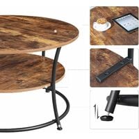 VASAGLE Coffee Table, Round Cocktail Table With Shelf, Tea Table, Easy Assembly, Metal, Industrial Design, Rustic Brown by SONGMICS LCT80BX