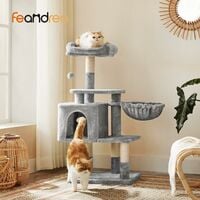 FEANDREA Multilevel Cat Tree, 110cm Cat Tower, Light Grey Cat Condo by SONGMICS PCT52W - Light Grey