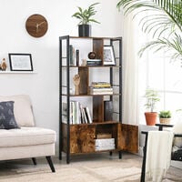 VASAGLE Bookshelf, Storage Shelf, Large Bookcase with 4 Shelves, Stable Steel Structure, Industrial Style, Rustic Brown and Black by SONGMICS LBC022B01 - Rustic Brown, Black