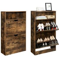 VASAGLE Shoe Cabinet with 2 Flaps, Shoe Rack with an Open Shelf, Melamine Veneer, Easy to Clean, 60 x 24 x 102 cm, Rustic Brown by SONGMICS LBC040X01 - Rustic Brown
