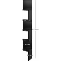 VASAGLE 5-Tier Wall-Mounted Corner Shelf, Wooden Display Shelf, for Kitchen, Bedroom, Living Room, Study, Black by SONGMICS LBC20BK - Black