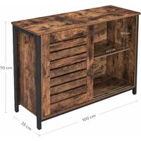 VASAGLE Sideboard, Kitchen Cabinet with Sliding Doors, Chest of Drawers, Living Room, Hall, Kitchen, Home Office, Steel Frame, Industrial Style, Rustic Brown and Black by SONGMICS LSC081B01 - Rustic Brown and Black