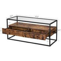 VASAGLE TV Cabinet for up to 55-Inch TVs, TV Console with 2 Drawers, TV Stand, Tempered Glass Top, Stable, for Living Room Bedroom, Industrial Style, Rustic Brown and Black by SONGMICS LTV051B01