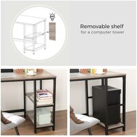 VASAGLE Computer Desk, L-Shaped Writing Workstation, Corner Study Desk with Shelves for Home Office, Space-Saving, Easy to Assemble, Industrial, Greige and Black by SONGMICS LWD72MB - Greige and Black