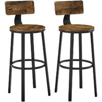 VASAGLE Bar Stools, Set of 2 Tall Bar Chairs with Backrest, Kitchen Stools, Steel Frame, 73.2 cm High Seat, Easy Assembly, Industrial, Rustic Brown and Black by SONGMICS LBC026B01 - Rustic Brown and Black