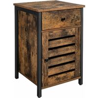 VASAGLE Nightstand with Drawer, End Table with Storage, Shutter Door, Side Table for Bedroom, Living Room, Metal Frame, Industrial Style, Rustic Brown and Black by SONGMICS LET063B01 - Rustic Brown and Black