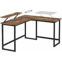 VASAGLE Computer Desk, L-Shaped Writing Workstation, Industrial Corner Desk With Monitor Stand, for Home Office Study Writing and Gaming, Space Saving, Easy Assembly, Rustic Brown and Black by SONGMICS LWD56X