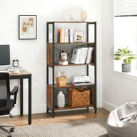 VASAGLE Bookcase 5-Tier, Storage Shelf, with Mesh Backs, for Office, Living Room, Bedroom, 76 x 36 x 152 cm, Industrial Style, Rustic Brown and Black by SONGMICS LBC073B01 - Rustic Brown and Black