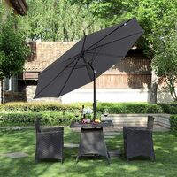 270 cm Parasol Umbrella, UPF 50+, Sun Shade, Octagonal Polyester Canopy, with Tilt and Crank Mechanism, for Outdoor Gardens, Balcony and Patio, Base Not Included, Grey GPU27GY - Grey