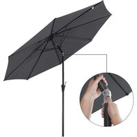 270 cm Parasol Umbrella, UPF 50+, Sun Shade, Octagonal Polyester Canopy, with Tilt and Crank Mechanism, for Outdoor Gardens, Balcony and Patio, Base Not Included, Grey GPU27GY - Grey