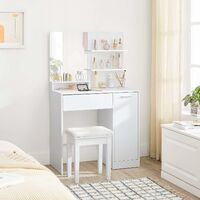 VASAGLE Dressing Table with Mirror, Storage Compartment, 1 Drawer, 2 Shelves, White by SONGMICS RDT119W01 - White