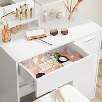 VASAGLE Dressing Table with Mirror, Storage Compartment, 1 Drawer, 2 Shelves, White by SONGMICS RDT119W01 - White