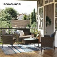 Garden Furniture Sets, Polyrattan Outdoor Patio Furniture, Conservatory PE Wicker Furniture, for Patio Balcony Backyard, Brown and Taupe GGF002K01 - Brown and Taupe