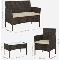 Garden Furniture Sets, Polyrattan Outdoor Patio Furniture, Conservatory PE Wicker Furniture, for Patio Balcony Backyard, Brown and Taupe GGF002K01 - Brown and Taupe