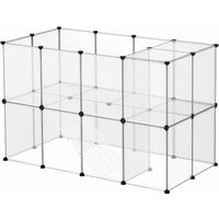 SONGMICS Guinea Pig Playpen, C and C Cage with Stairs, 143 x 73 x 91 cm, Pet Exercise Run, DIY Plastic Fence Cage for Hamsters, Rabbits, Small Pets, Transparent LPC005W01
