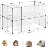 SONGMICS Guinea Pig Playpen, C and C Cage with Stairs, 143 x 73 x 91 cm, Pet Exercise Run, DIY Plastic Fence Cage for Hamsters, Rabbits, Small Pets, Transparent LPC005W01