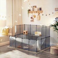 SONGMICS Guinea Pig Playpen, DIY Hutch Cage for Small Pet, Grey LPC004G01