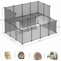 SONGMICS Guinea Pig Playpen, DIY Hutch Cage for Small Pet, Grey LPC004G01