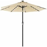 SONGMICS 3 m Garden Parasol Umbrella with Solar-Powered LED Lights, Sunshade with UPF 50+ Protection, Tilting, Crank Handle for Opening Closing, Base Not Included, Beige GPU033M01