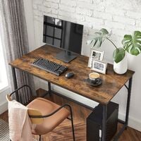 VASAGLE Writing Desk, Computer Desk, Small Office Table, 120 x 60 x 75 cm, Study, Home Office, Simple Assembly, Steel, Industrial Design, Rustic Brown and Black LWD039B01