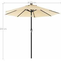 SONGMICS 2.7 m Garden Parasol Umbrella with Solar-Powered LED Lights, Sunshade with UPF 50+ Protection, Tilting, Crank Handle for Opening Closing, Base Not Included, Beige GPU040M01