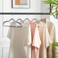 SONGMICS Coat Hangers Set of 30, Heavy-Duty Plastic Hangers with Non-Slip Design, Space-Saving Clothes Hangers, 0.6 cm Thick, 42 cm Long, Rose Gold Hook, Light and Dark Grey CRP020G01
