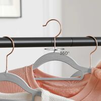 SONGMICS Coat Hangers Set of 30, Heavy-Duty Plastic Hangers with Non-Slip Design, Space-Saving Clothes Hangers, 0.6 cm Thick, 42 cm Long, Rose Gold Hook, Light and Dark Grey CRP020G01