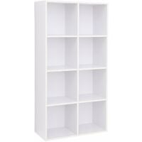 8 Cube Storage Bookshelf, Wooden Bookcase and Display Shelf, Freestanding Cabinet Unit for Office Home, White, LBC24WT - White