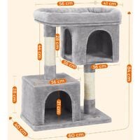 FEANDREA Cat Tree with Sisal-Covered Scratching Posts and 2 Plush Condos, Cat Furniture for Kittens Light Grey by SONGMICS PCT61W