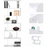 Wooden Bookcase, Cube Display Shelf and Room Divider, Freestanding Decorative Contemporary 6 Tier Storage Shelving Bookshelf Unit, White, LBC61WT - White