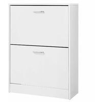 VASAGLE Shoe Cabinet With 2 Flip Doors, Pull Down Shoe Cupboard Unit, For Boots Heels Storage in the Narrow Entryway, 60 x 24 x 83.5 cm (W x D x H), White by SONGMICS LBC02WT - White