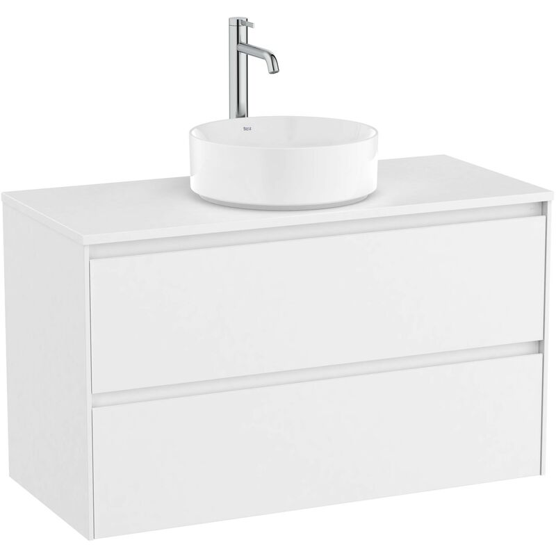 Mueble base de dos cajones para lavabo sobre encimera ONA - ROCA Color:  Blanco mate