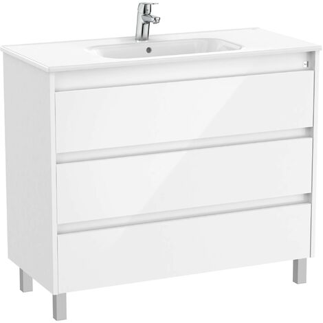 Pack Unik mueble de 3 cajones + lavabo TENET - ROCA Color: Blanco brillo - Medidas: 985x460x740 mm
