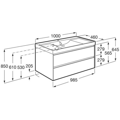 Unik Roca Ona mueble base compacto 2 cajones y lavabo 60 x 36 x 65 cm  (Fondo 36)