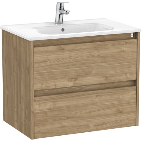 Pack Unik mueble de 2 cajones + lavabo TENET - ROCA Color: Nogal - Medidas: 685x460x565 mm