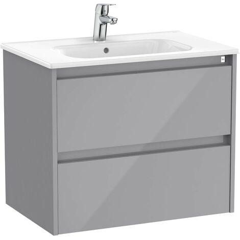 Pack Unik mueble de 2 cajones + lavabo TENET - ROCA Color: Gris brillante - Medidas: 685x460x565 mm