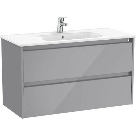 Pack Unik mueble de 2 cajones + lavabo TENET - ROCA Color: Gris brillante - Medidas: 985x460x565 mm
