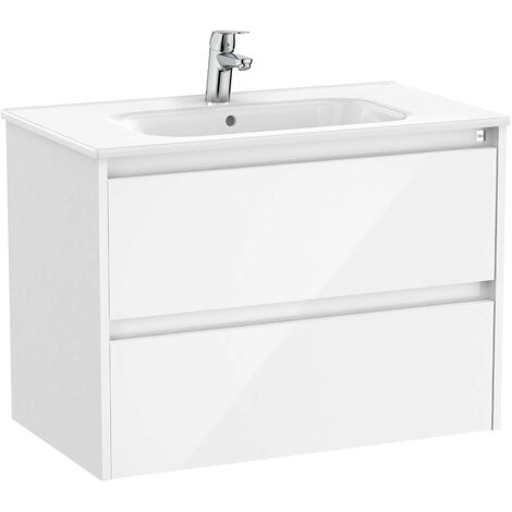 Pack Unik mueble de 2 cajones + lavabo TENET - ROCA Color: Blanco brillo - Medidas: 785x460x565 mm