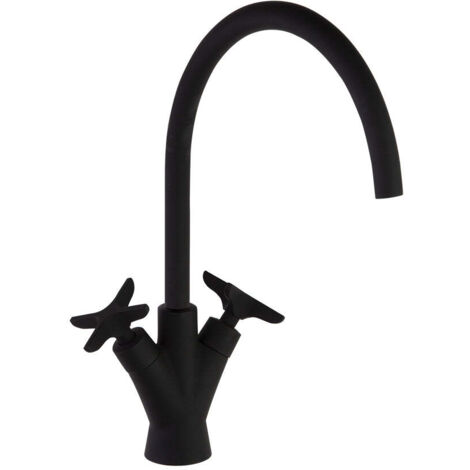 Grifo bimando con caño giratorio 170mm - ADAGIO - Ramón Soler Acabado: Negro mate (1/2)