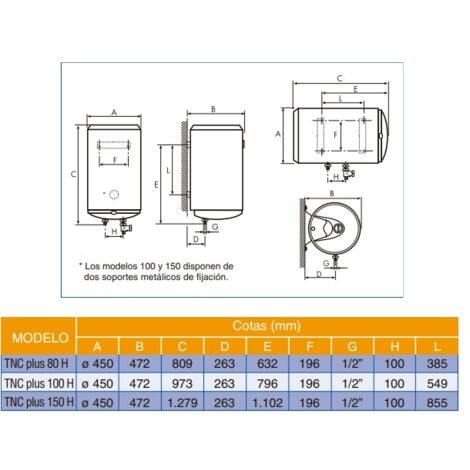 Termo eléctrico horizontal TNC Plus COINTRA 100L